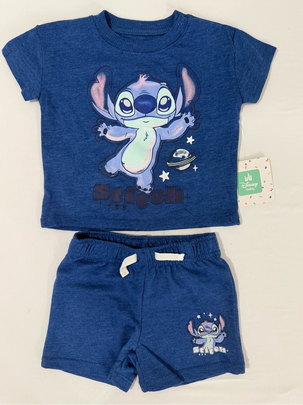 NWT Disney Baby Stitch 2-Piece Shirt & Shorts Set Blue